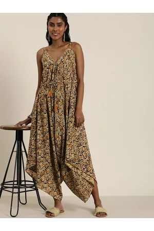 Taavi Printed Sleeveless Ethnic Bagru Jumpsuit