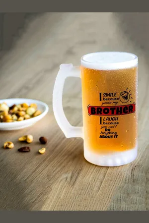 Indigifts Transparent 3-Pieces Printed Beer Glass 470ml Each