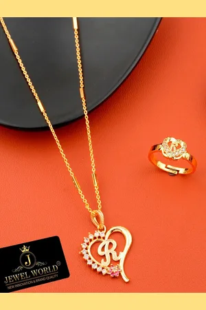 JEWEL WORLD Gold-Plated Stone Studded Chain & Ring