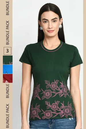 IndiWeaves Pack Of 3 Printed Cotton T-shirt