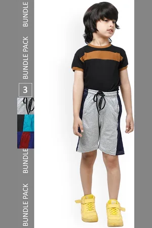 IndiWeaves Boys Pack Of 3 Mid-Rise Side Striped Pure Cotton Shorts