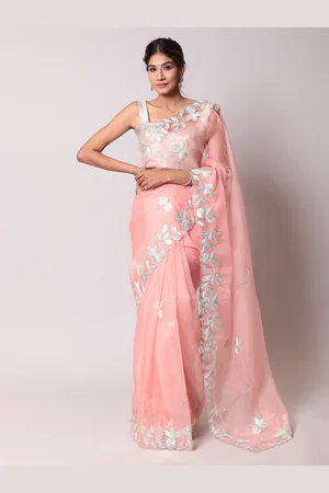 ZARI Floral Embroidered Organza Saree