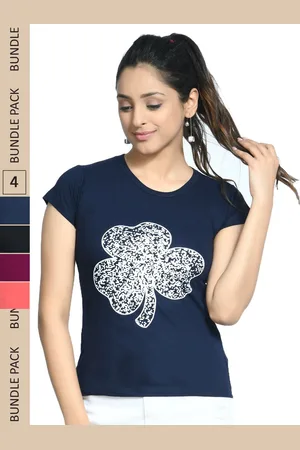 IndiWeaves Pack Of 4 Printed Pure Cotton T-shirts