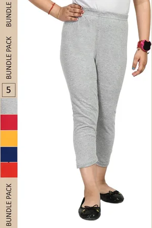 IndiWeaves Girls Pack Of 5 Mid-Rise Cotton Capris