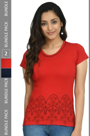 IndiWeaves Pack Of 2 Printed Pure Cotton T-shirts
