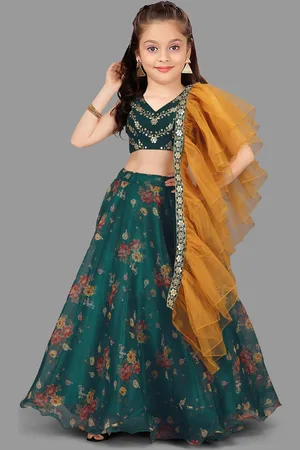 BAESD Girls Embroidered Semi-Stitched Lehenga & Unstitched Blouse With Dupatta