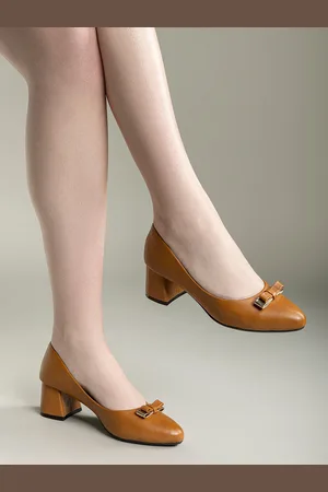 SHEZONE Bow Detail Block Heel Pumps