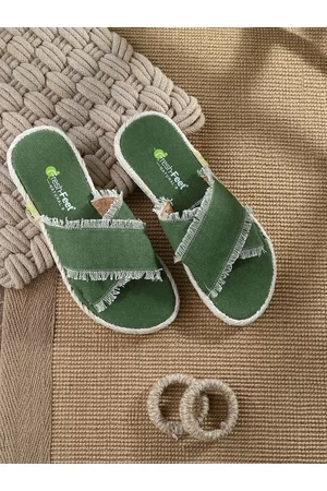 FRESH 1947 FEET Women Canvas Open Toe Flats