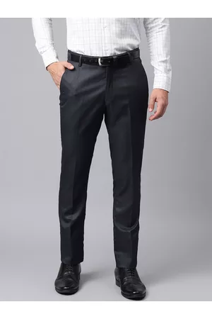 Richlook Men Navy Blue Smart Straight Fit Mid Rise Formal Trouser