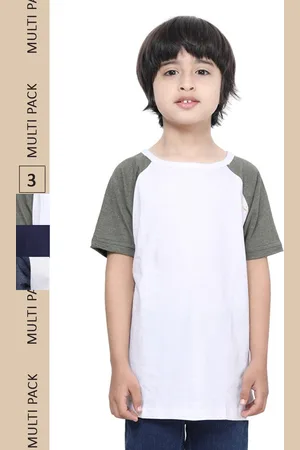 IndiWeaves Boys Pack Of 3 Raglan Sleeves Pure Cotton T-shirt