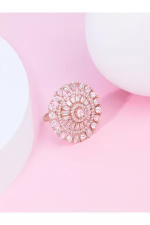 Ami Rose Gold-Plated Cubic Zirconia Studded Finger Ring