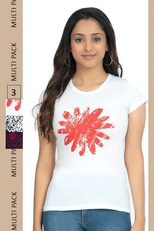 IndiWeaves Pack Of 3 Printed Pure Cotton T-shirt