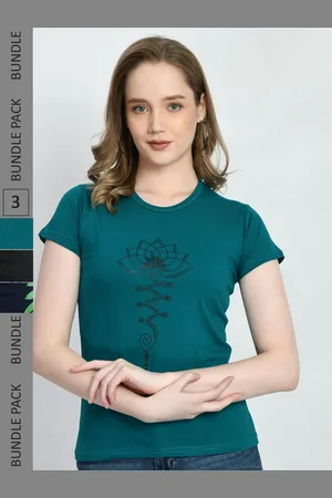 IndiWeaves Pack Of 3 Printed Pure Cotton T-shirts