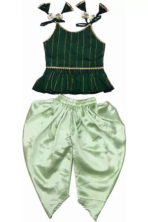 BAESD Girls Striped Regular Gotta Patti Top with Dhoti Pants