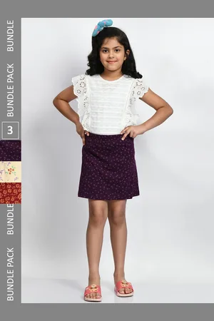 BAESD Girls Pack Of 3 Mini A-Line Pure Cotton Skirts