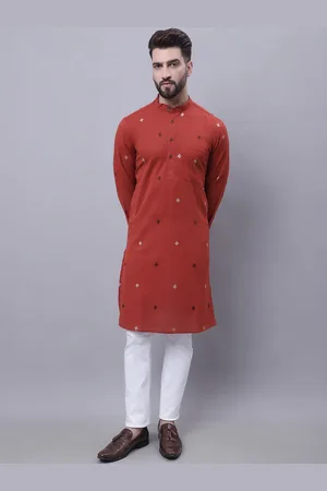 Even Geometric Printed Band Collar Pure Cotton Kurta