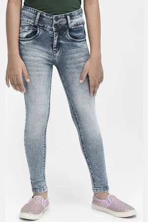 Crimsoune Club Girls Slim Fit Clean Look Heavy Fade Stretchable Jeans