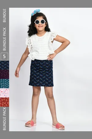 BAESD Girls Pack Of 5 Mini A-Line Pure Cotton Skirts