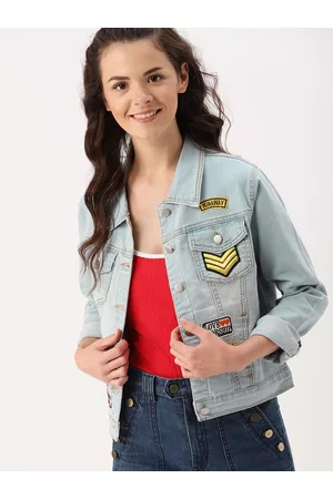 Buy REGMESS Full Sleeves Solid Women's Denim Jacket Self Design Solid Jacket  (Maroon) S at Amazon.in