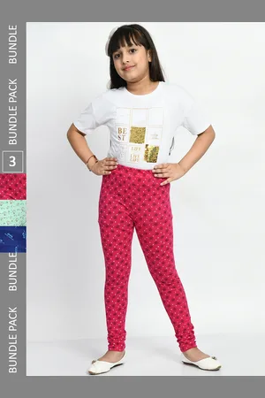 BAESD Girls Pack Of 3 Conversational Printed Pure Cotton Churidar-Length Leggings