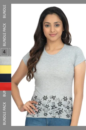 IndiWeaves Pack Of 5 Printed Round Neck Pure Cotton T-shirt