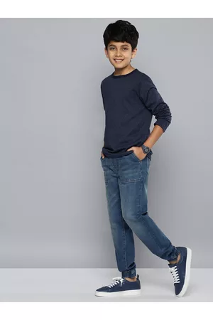 Nautica Boys Blue Slim Fit Clean Look Stretchable Jogger Jeans