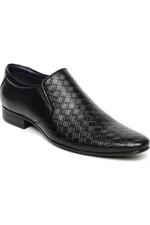 Bata Men Black Pointy-Toed Leather Slip-Ons