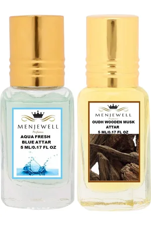 Menjewell Set of 2 Aqua Fresh & Oudh Wooden Musk Attar