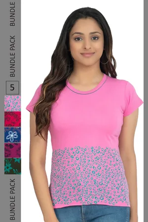 IndiWeaves Pack Of 5 Printed Casual Pure Cotton T-shirts