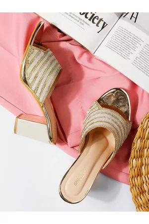 SHEZONE Embellished Block Heels