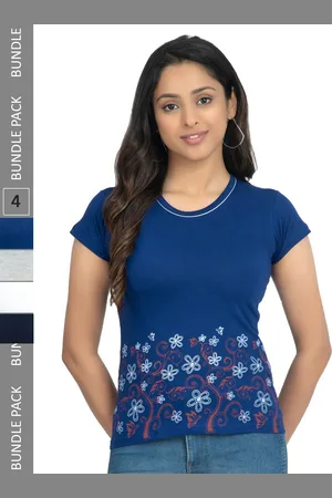 IndiWeaves Pack Of 4 Printed Pure Cotton T-shirts