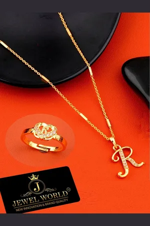 JEWEL WORLD Set Of 2 Gold-Plated Stone Studded & Beaded Mangalsutra With Ring