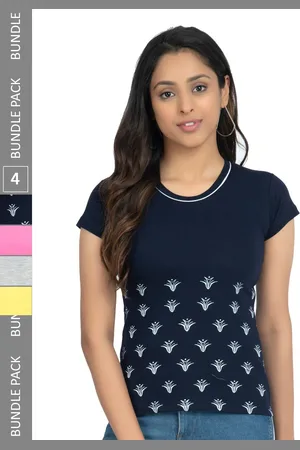 IndiWeaves Pack of 4 Graphic Printed Pure Cotton T-shirt