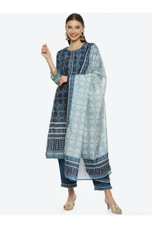 Biba Bandhani Printed Kurta With Trousers & Dupatta