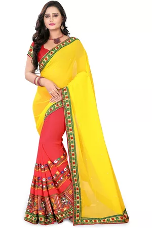 Kalini Ethnic Motif Embroidered Half And Half Saree