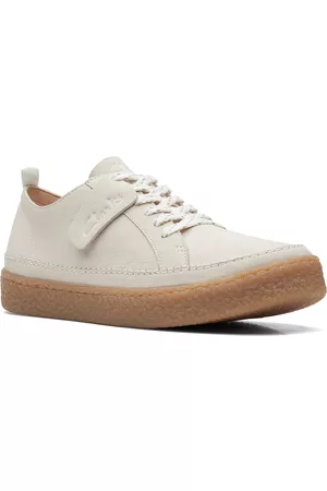 Clarks Women White Leather Sneakers