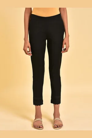 W Omen Black Comfort Slim Fit Cropped Cigarette Trousers