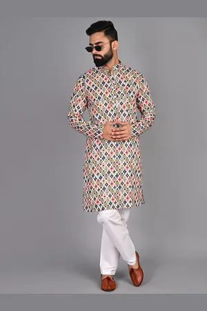 FUBAR Ethnic Motif Printed Cotton Kurta