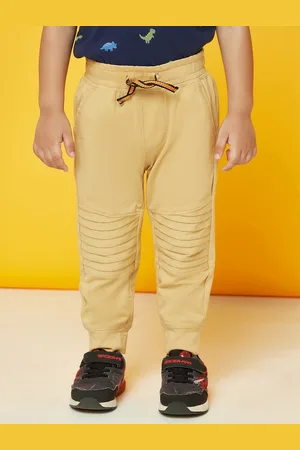 SPUNKIES Boys Beige Solid Organic Cotton Track Pants
