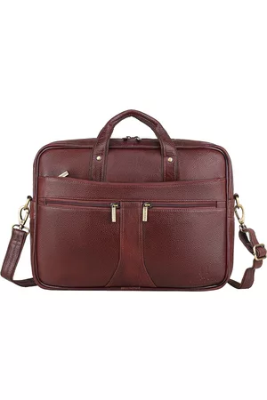 WildHorn Men Maroon Solid Genuine Leather Laptop Bag