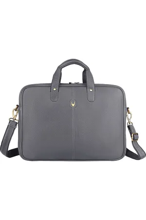 WildHorn Men Grey Textured Leather Laptop Bag