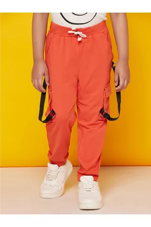 SPUNKIES Boys Orange-Colored Solid Organic Cotton Jogger