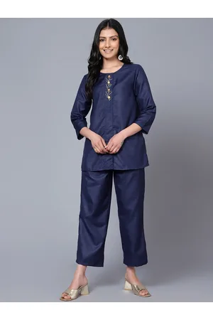 Bani Women Floral Embroidered Ethnic Top With Trousers