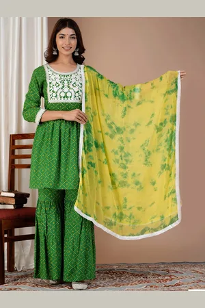 Jaipur Bandhani Printed Kurta & Sharara With Dupatta