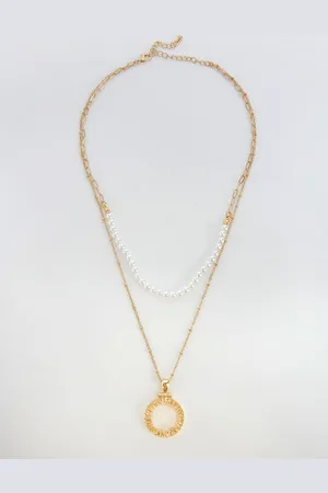 20Dresses Gold-Plated Pearls Layerd Necklace