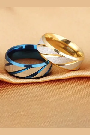 Meenaz Men Set Of 2 Gold-Plated Finger Rings
