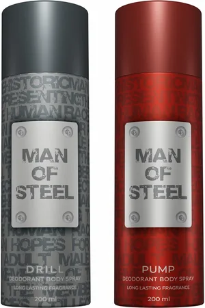 Denver Man of Steel Set of Drill & Pump Deodorant Body Spray - 127g Each