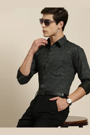 HANCOCK Men Slim Fit Floral Printed Opaque Party Shirt