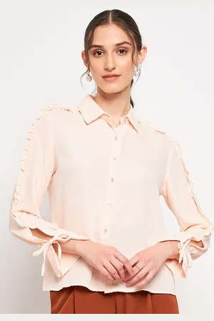 MADAME Women Spread Collar Opaque Casual Shirt
