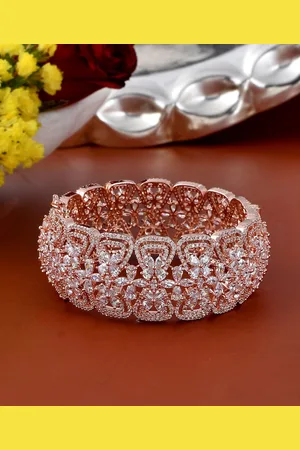 Voylla Rose Gold-Plated & Stone-Studded Bangle